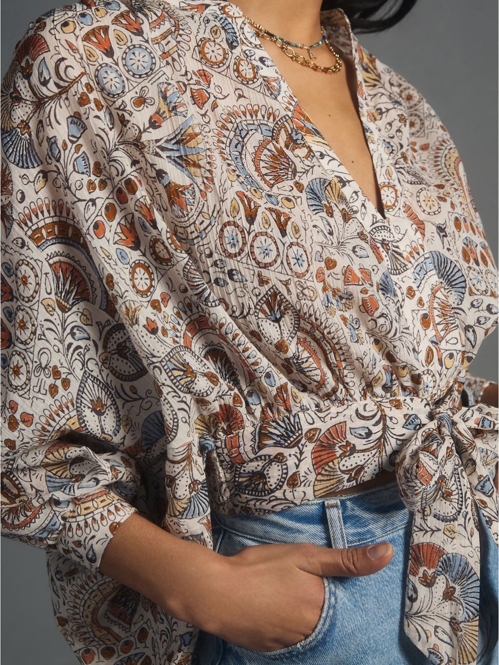 By Anthropologie Tie-Front Blouse - Picture 3 of 6